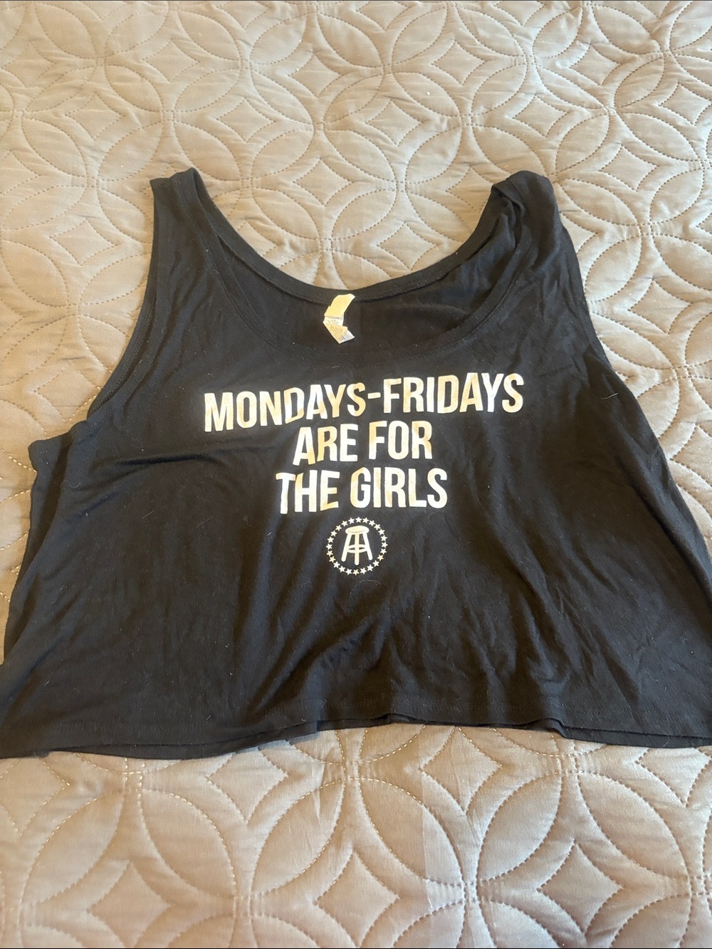 Barstool Women’s Black Graphic Crop Tank Top - Mondays-Fridays Are For The Girls